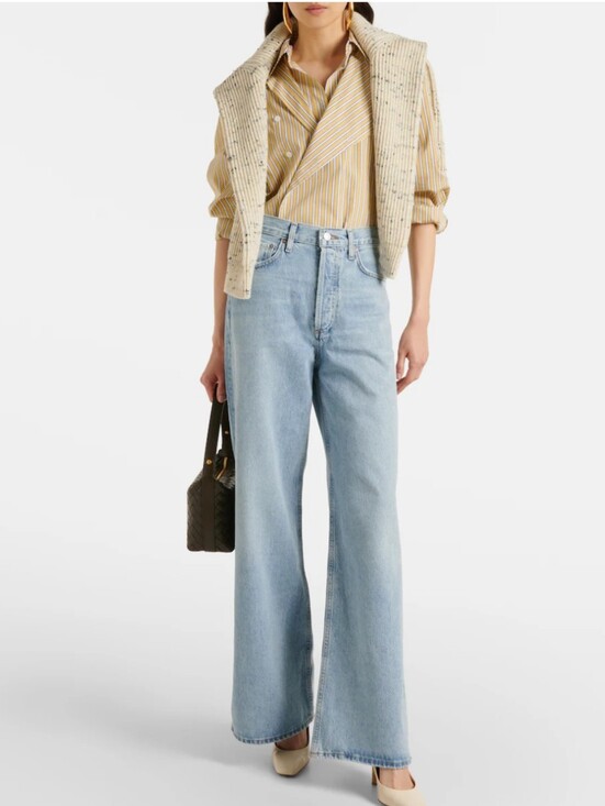 Agolde Denim - AGOLDE Dame High-Rise Wide-Leg Jeans in Light Blue